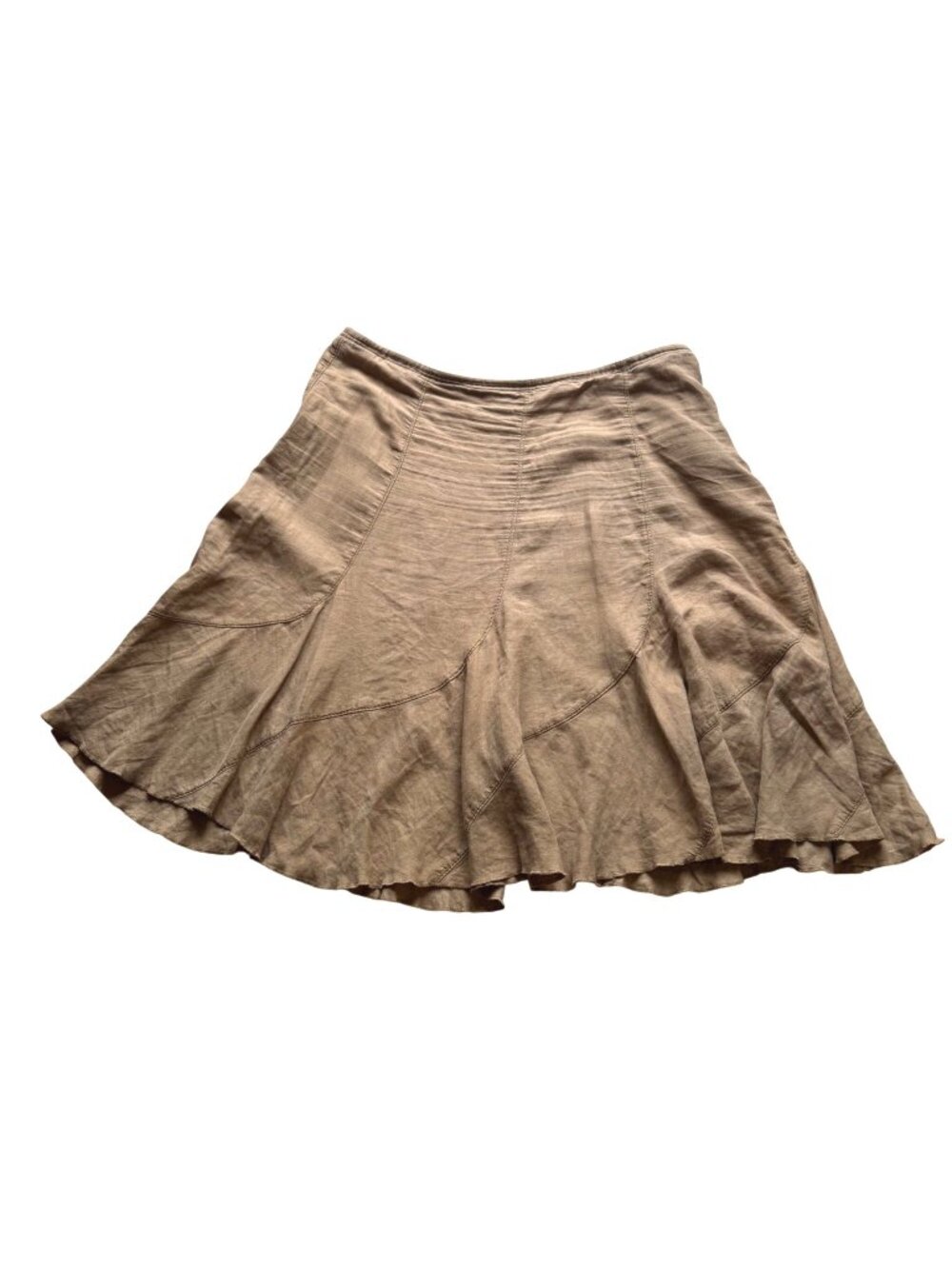 J. Jill Women's Flared Skirt Plus Size 18 Linen Brown Side Zipper A-Line Midi